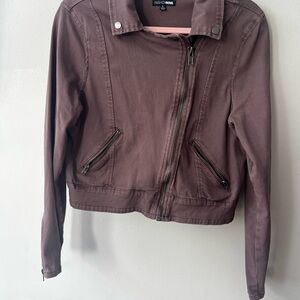 Fashion Nova Women's Mauve Bomber Jacket Zipper Detail